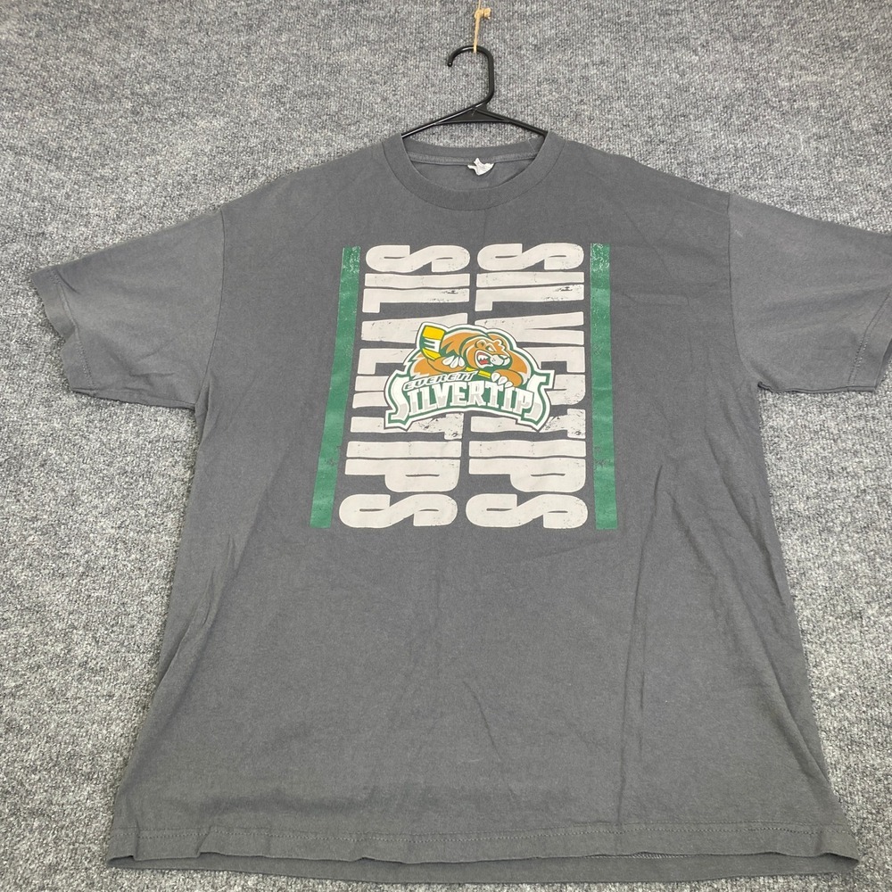 Everett Silvertips Hockey Graphic T-Shirt Mens XL Gray WHL Cotton Tee Alstyle